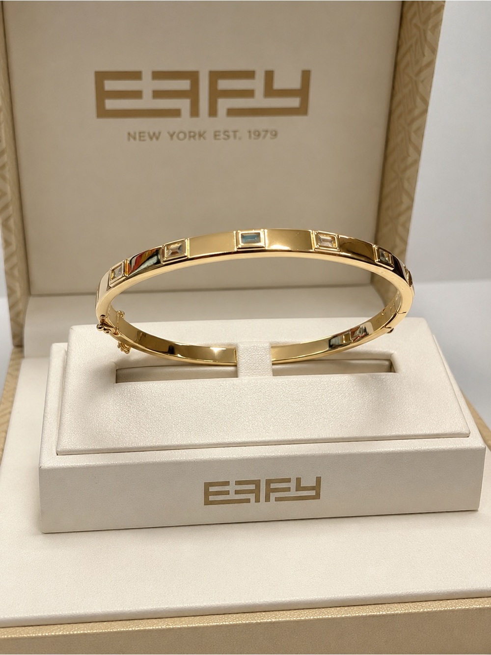 Effy 925 Gold Plated Silver White Topaz Ladies Bangle/New gift $1200